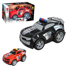 Carro split car policia / resgate 15cm ref 0 cx:024