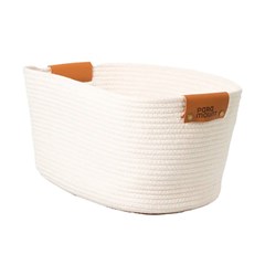 Cesto de algodao com alca 45x30x22cm branco   cx:006