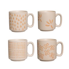 Cj caneca porc 235ml 4pcs capri              cx:009