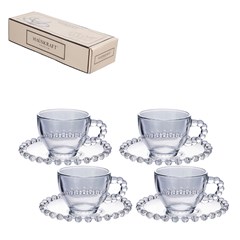 Cj xicaras vidro cafe 100ml 4pcs perola       cx:006
