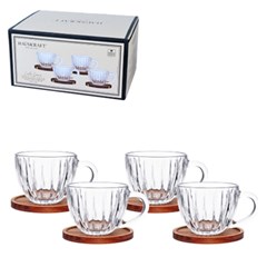 Xicara vidro cafe 80ml 4pcs montec           cx:012