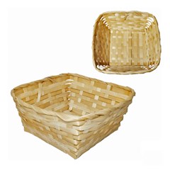 Cesto de bambu quadrado medio 24cm x 10cm    cx:048