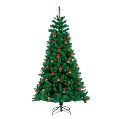 Arvore de natal verde c/ pinhas/azevinhos 750 galhos cx:001