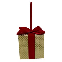 Pendente presente laco 7,5cm dourado/vermelh cx:180