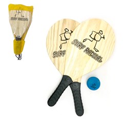 Kit raquete de frescobol madeira c/bola e bo cx:00025