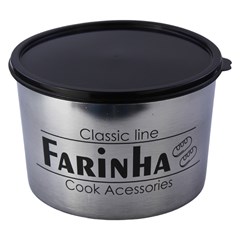 Pote plastico 2 litros farinha cinza decorado     cx:020