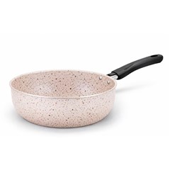 Frigideira aluminio wok 24 antiaderente bege cx:006