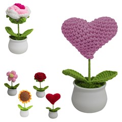 Flor de croche c/vaso de plastico 13,5cm sor cx:120