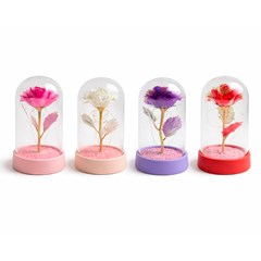 Rosa na cupula cristal 15cm                  cx:060