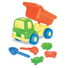 Caminhao basculante 12cm kit praia c/6pcs ref 652          cx:0100