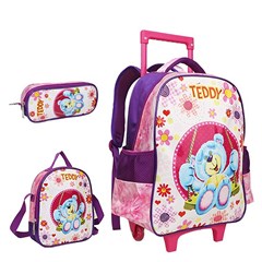 Kit mochila c/rodinha lancheira e estojo urs cx:012