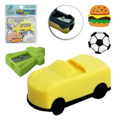 Kit borracha e apontador c/4pcs bichinhos/fast food 5cm cx:480