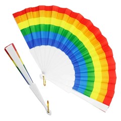 Leque de plast arco iris 34cm                cx:240