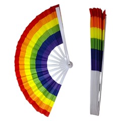 Leque de plast arco iris 63cm                cx:096