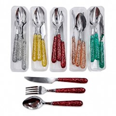 Jg talheres c/3pcs e estojo colors glitter 2 cx:144