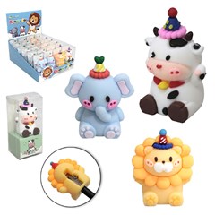 Apontador escolar bichinhos 4,5cm            cx:192