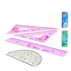 Kit reguas geometricas 20cm dinossauros      cx:192