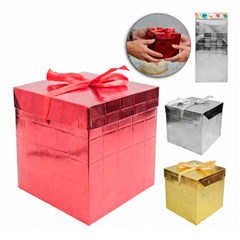 Caixa de presente papel cubo c/fita 15cm col cx:192