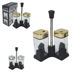 Cj galheteiro c/2pcs prata/durado sal/piment cx:042