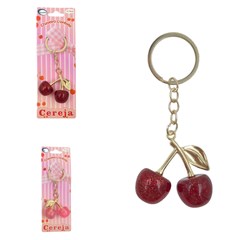 Chaveiro metal cerejas metalizadas 10cm      cx:240