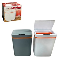 Lixeira plast 15lts automatica branca/cinza  cx:018