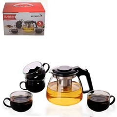 Jg de xicaras com chaleira 1lt 4pcs xicaras  cx:024
