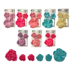 Kit prendedores de cabelo c/3pcs 7cm flores  cx:192
