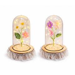 Enf cupula flores croche c/led 14cm          cx:048