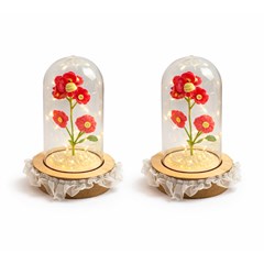 Enf cupula flores croche c/led 14cm          cx:048