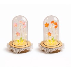 Enf cupula flores croche c/led 14cm          cx:048