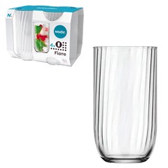 Copo vidro 315ml 4pcs fiore                  cx:006