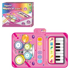 Tapete musical 2em1 rosa luz e som 50x80cm r cx:008