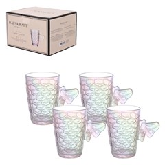 Cj caneca vidro 200ml 4pcs bee rainbow       cx:012