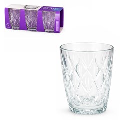 Copo vidro 300ml 6pcs diamond                cx:008