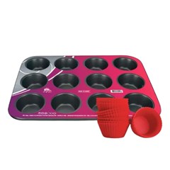 Assadeira antiaderente p/12 cupcakes 35x26x3 cx:024