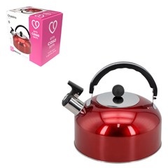 Chaleira inox 2lts vermelha                  cx:024
