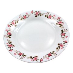 Prato vidro raso 25x5cm flowers pink         cx:036