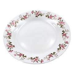 Prato vidro sobremesa 20cm flowers pink      cx:048