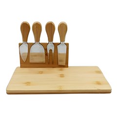 Cj tabua e facas para queijo 25cm 5pcs bambu cx:012