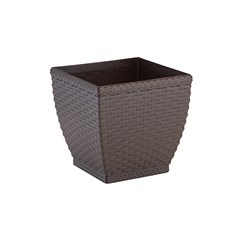 Vaso quad 13lts rattan coffee        cx:012