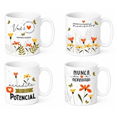 Caneca porc 300ml reta floral                cx:036