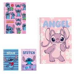Caderno stitch e angel 1x1 80 folhas         cx:040