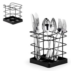 Porta talher aram 14,5x12,5x14,2cm quad preto     cx:006