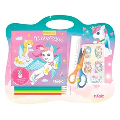 Kit escolar c/livro e acessorios unicornio   cx:032