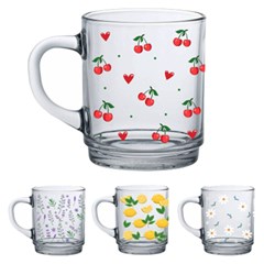 Caneca vidro 228ml flores sortido            cx:048