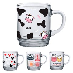 Caneca vidro 228ml sortido                   cx:048