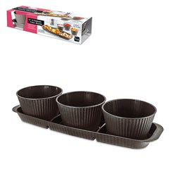 Petisqueira plast 4pcs tigelas 400ml preto   cx:012