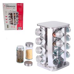 Porta condimento vidro/inox 90ml 16pcs 85ml e bas cx:004