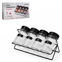 Porta condimento aramado 4 potes 85ml line/diamond  cx:012