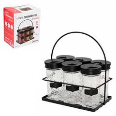 Porta condimento aramado c/alca 6 potes 85ml line/diamond  cx:012